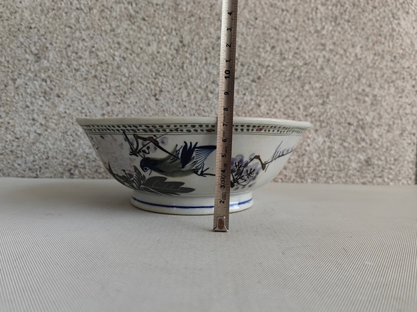 古玩陶瓷釉下彩花鳥紋碗拍賣，當前價格298元