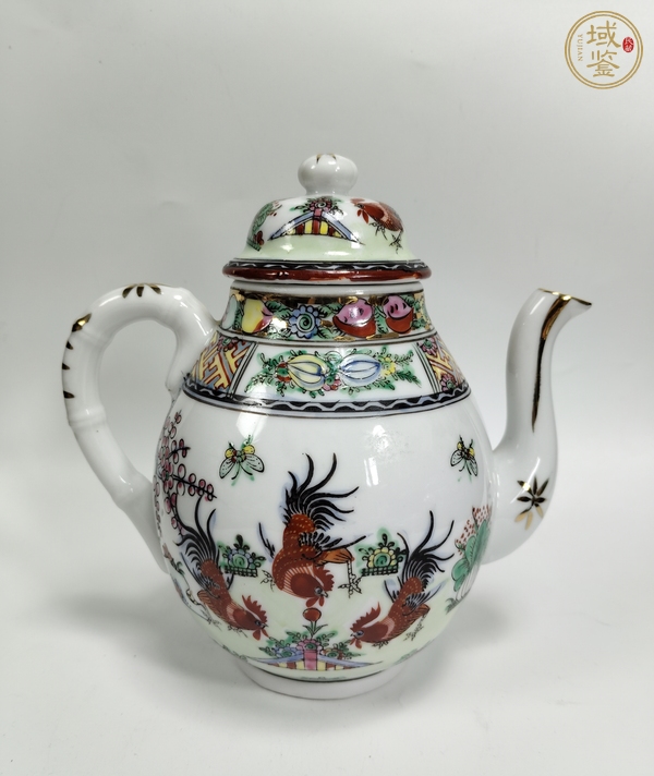 古玩陶瓷廣彩大吉大利圖茶壺真品鑒賞圖