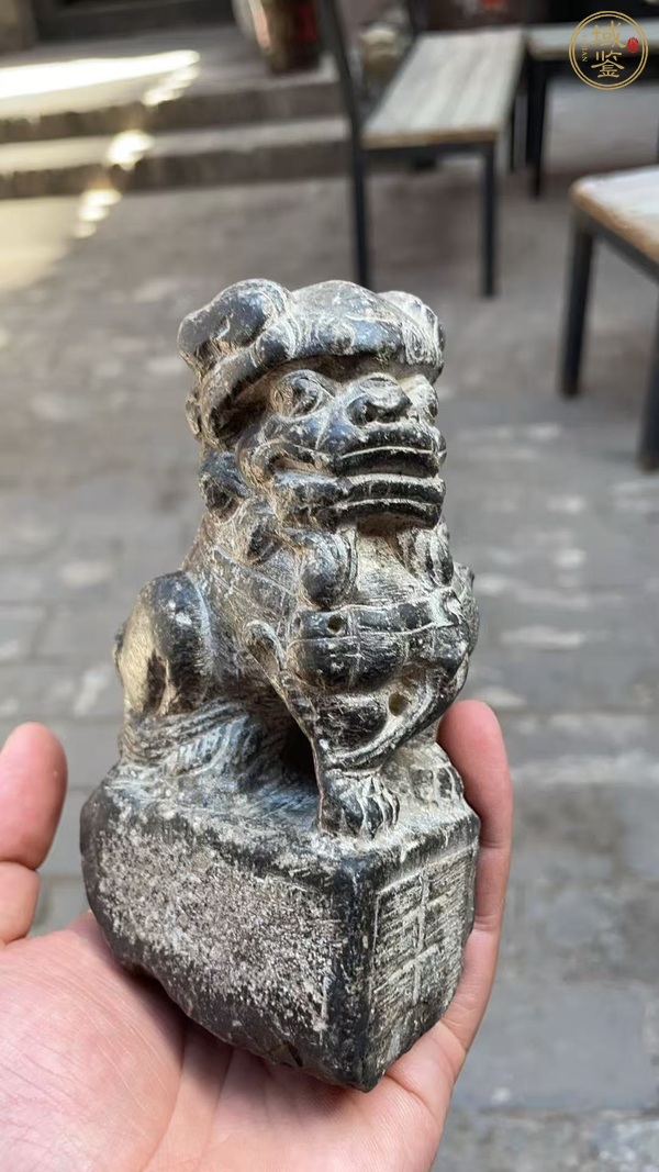 古玩雜項青石獅真品鑒賞圖