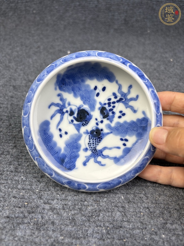 古玩陶瓷青花魚藻紋鏜鑼洗真品鑒賞圖