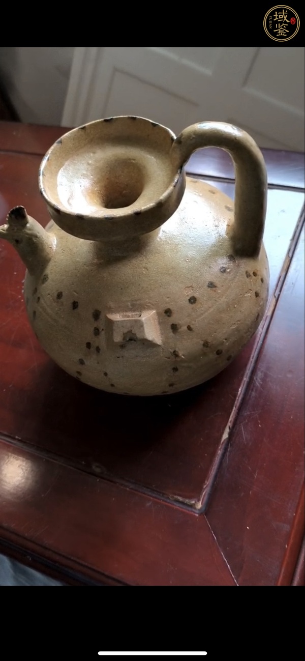 古玩陶瓷青釉褐斑雞首壺真品鑒賞圖