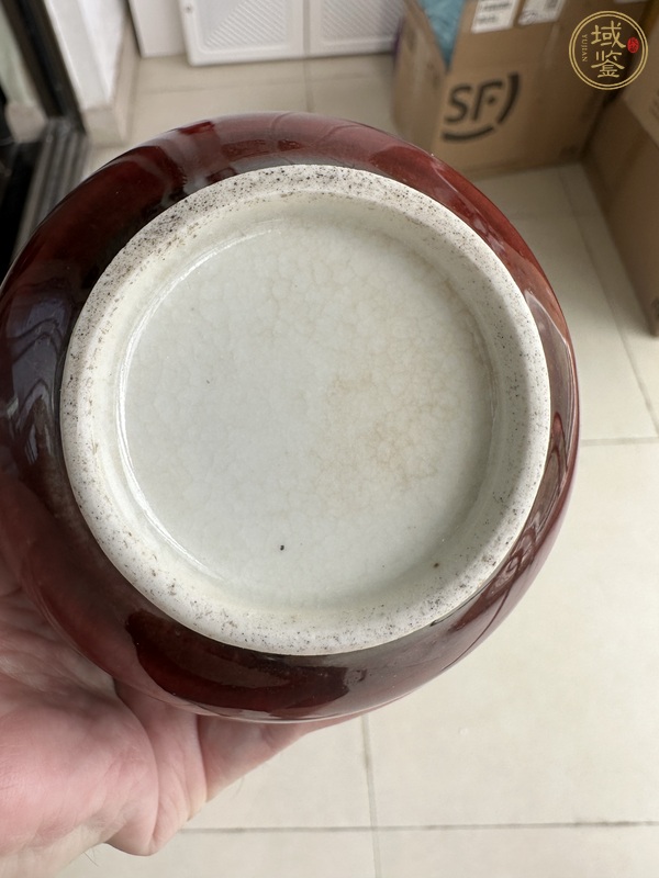 古玩陶瓷郎紅釉天球瓶真品鑒賞圖