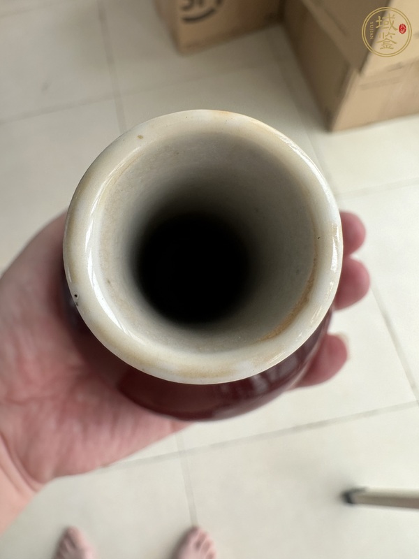古玩陶瓷郎紅釉天球瓶真品鑒賞圖