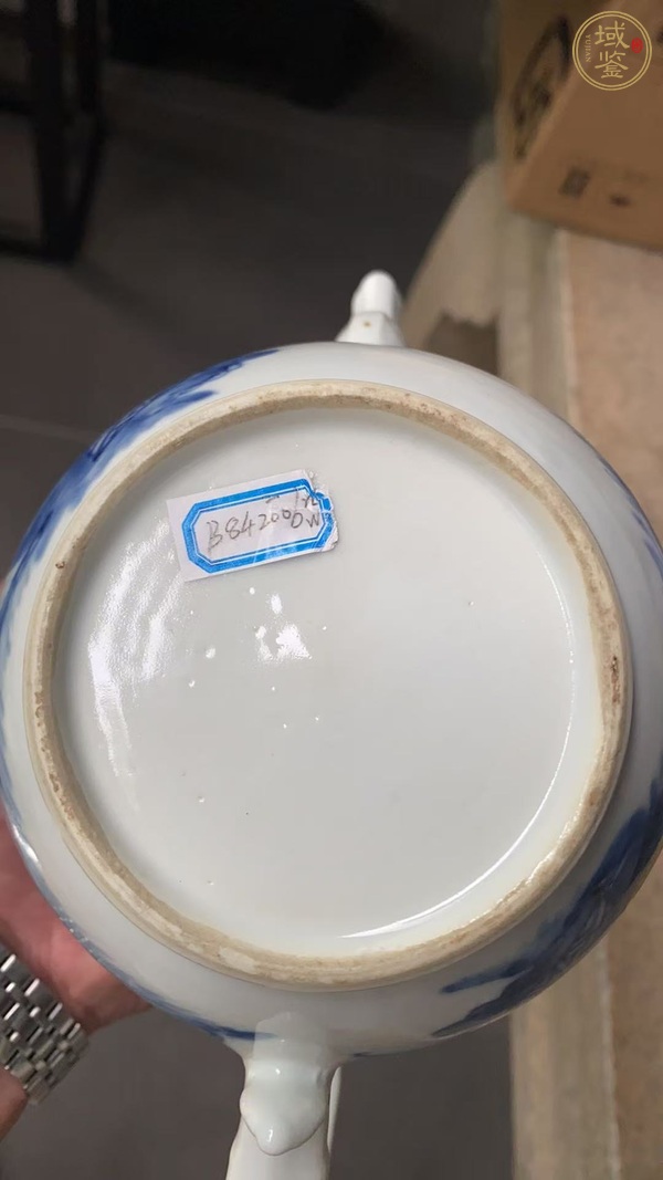 古玩陶瓷人物故事青花茶壺真品鑒賞圖