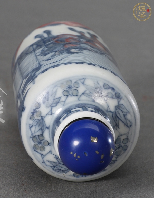 古玩陶瓷清晚期 空城計青花釉里紅鼻煙壺真品鑒賞圖