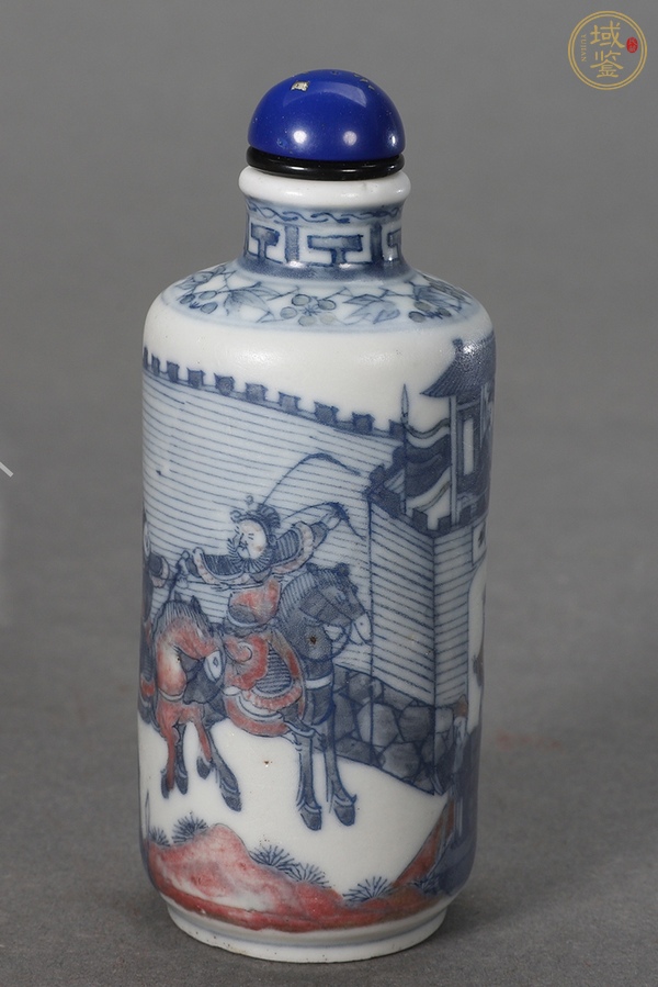 古玩陶瓷清晚期 空城計青花釉里紅鼻煙壺真品鑒賞圖