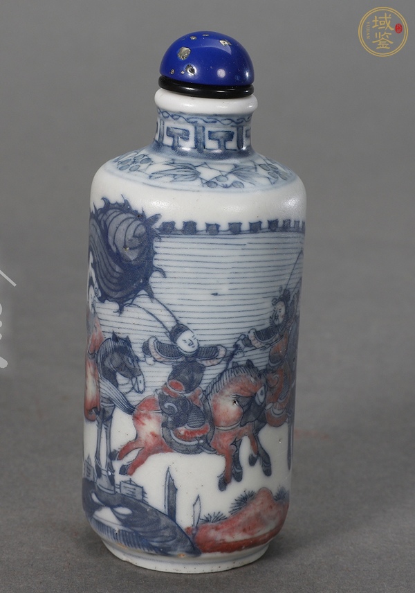 古玩陶瓷清晚期 空城計青花釉里紅鼻煙壺真品鑒賞圖