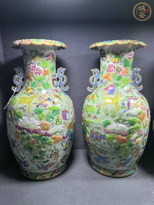 古玩清中廣彩瓶真品鑒賞圖