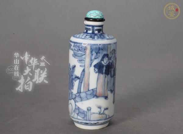 古玩陶瓷青花釉里紅人物故事紋鼻煙壺真品鑒賞圖