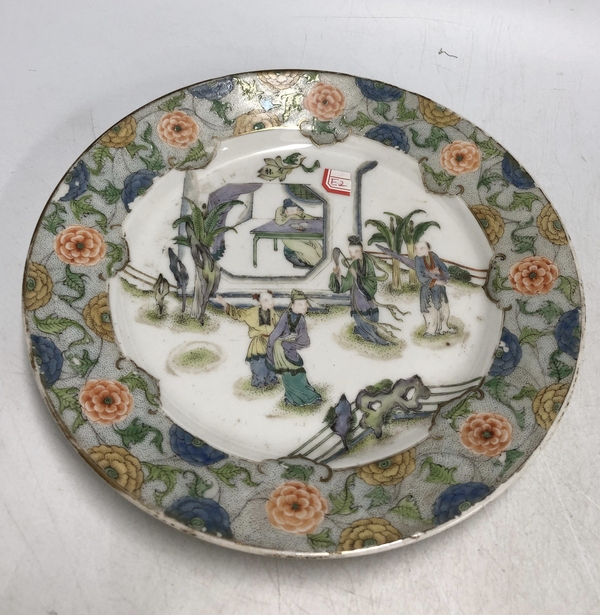 古玩陶瓷清晚·廣彩人物故事紋盤拍賣，當前價格3699元