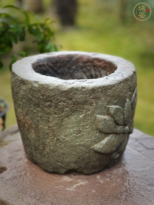 古玩雜項雕花石臼真品鑒賞圖