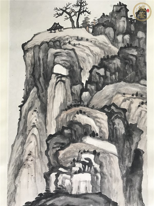 古玩字畫呂萬款山水立軸真品鑒賞圖