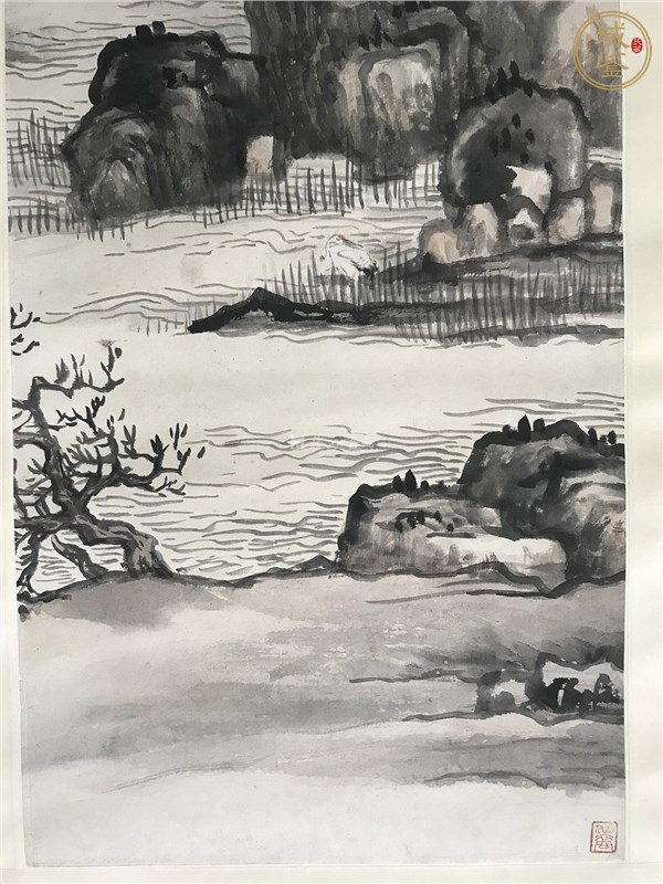 古玩字畫呂萬款山水立軸真品鑒賞圖
