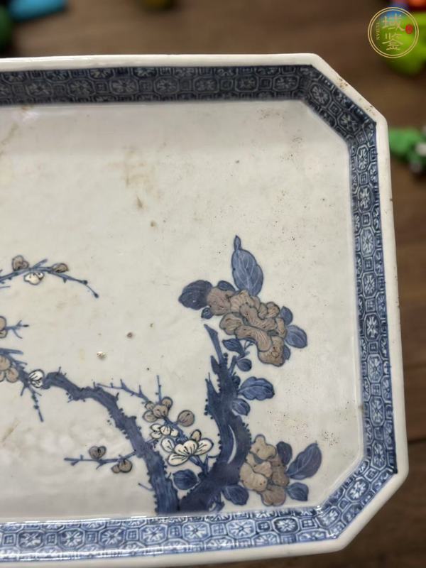 古玩陶瓷乾隆青花釉里紅四方盆真品鑒賞圖