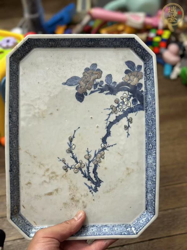 古玩陶瓷乾隆青花釉里紅四方盆真品鑒賞圖