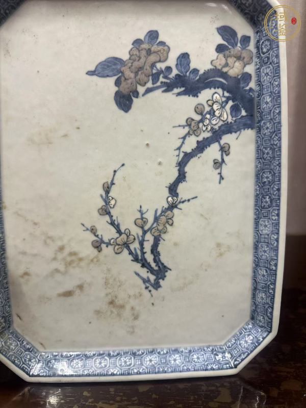 古玩陶瓷乾隆青花釉里紅四方盆真品鑒賞圖