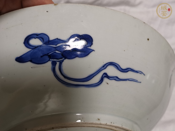 古玩陶瓷青花麒麟蕉葉紋雙底大盤真品鑒賞圖