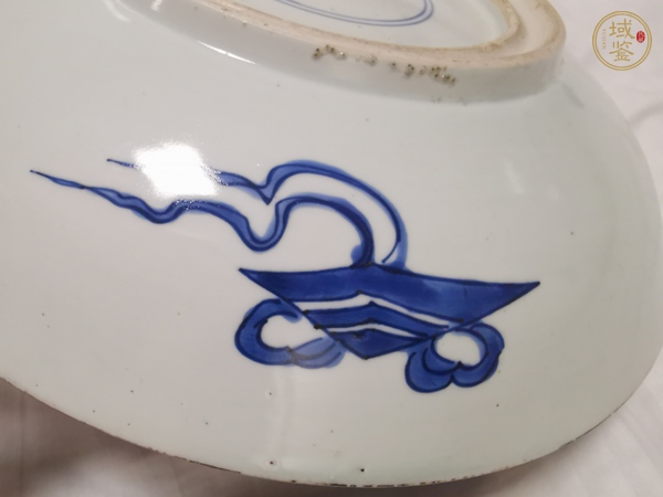 古玩陶瓷青花麒麟蕉葉紋雙底大盤真品鑒賞圖