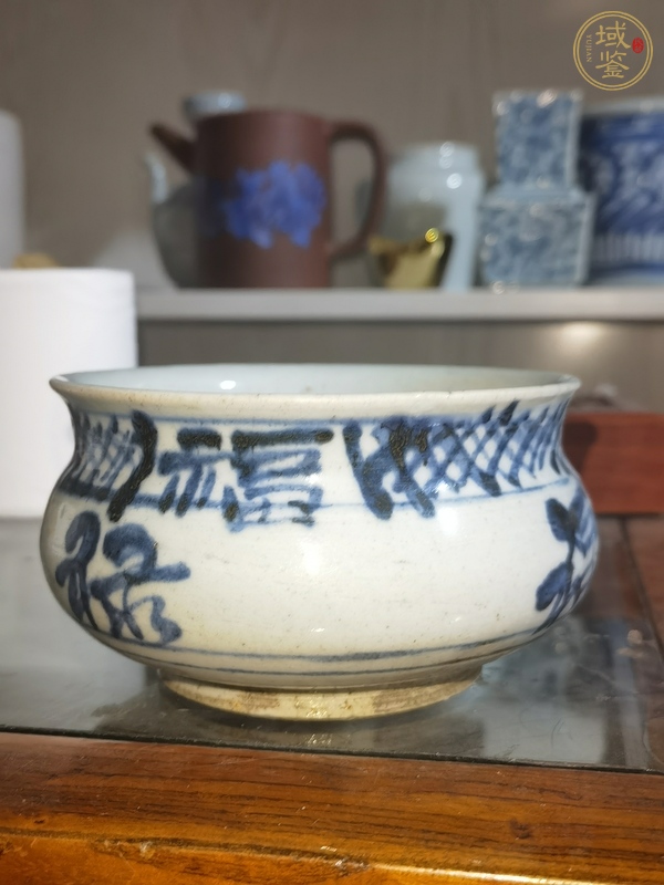 古玩陶瓷青花福祿壽紋香爐真品鑒賞圖