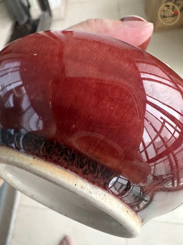 古玩陶瓷80年代仿清中期郎窯紅釉瓶真品鑒賞圖