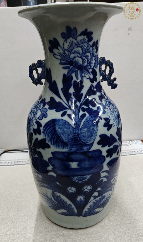 古玩陶瓷富貴大吉圖青花瓶真品鑒賞圖