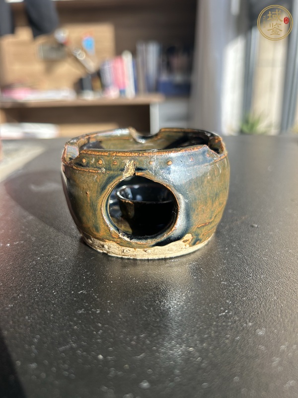 古玩陶瓷磁州窯兔毫釉鏤空溫酒爐真品鑒賞圖