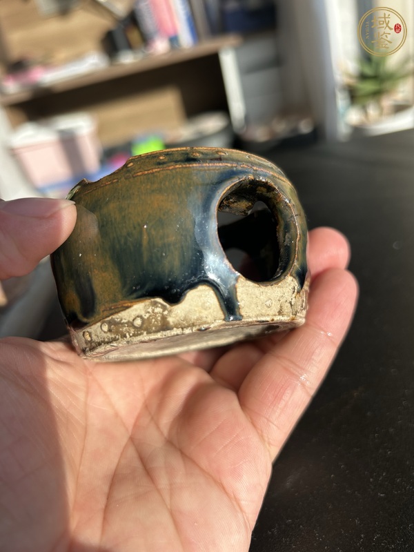 古玩陶瓷磁州窯兔毫釉鏤空溫酒爐真品鑒賞圖