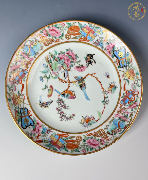 古玩陶瓷清晚期 廣彩花鳥紋盤真品鑒賞圖