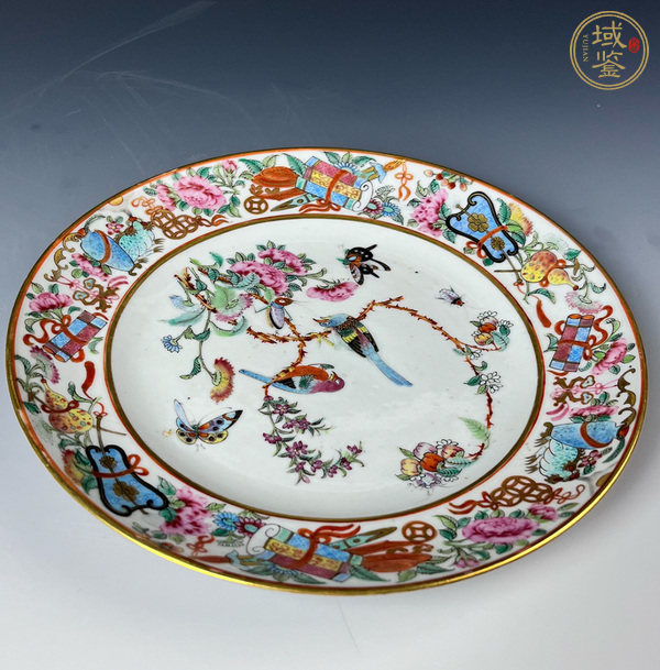 古玩陶瓷清晚期 廣彩花鳥紋盤真品鑒賞圖