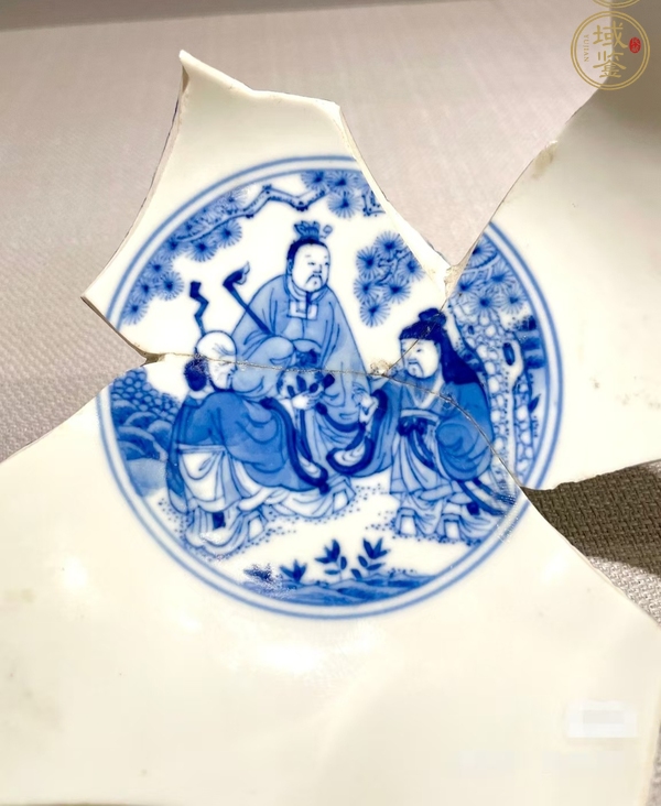 古玩陶瓷青花八仙人物紋碗瓷片真品鑒賞圖