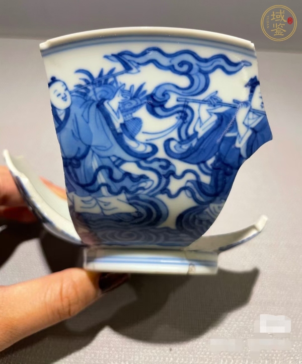 古玩陶瓷青花八仙人物紋碗瓷片真品鑒賞圖