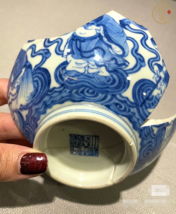 古玩陶瓷青花八仙人物紋碗瓷片真品鑒賞圖