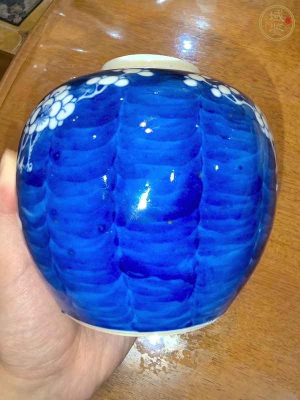 古玩陶瓷青花留白梅紋罐真品鑒賞圖