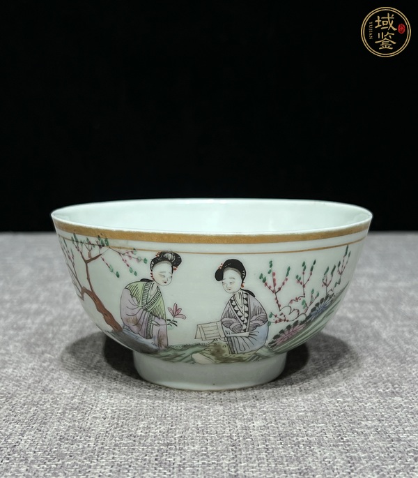 古玩民國(guó)粉彩仕女人物碗真品鑒賞圖