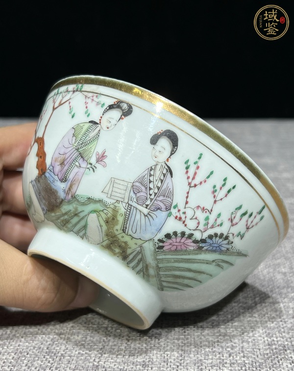 古玩陶瓷民國(guó)粉彩仕女人物碗真品鑒賞圖