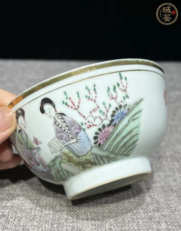 古玩陶瓷民國(guó)粉彩仕女人物碗真品鑒賞圖