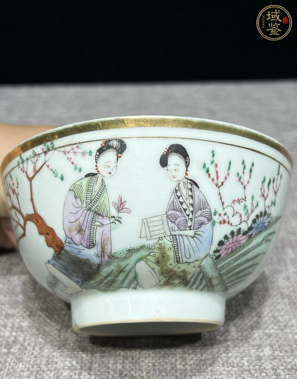 古玩陶瓷民國(guó)粉彩仕女人物碗真品鑒賞圖