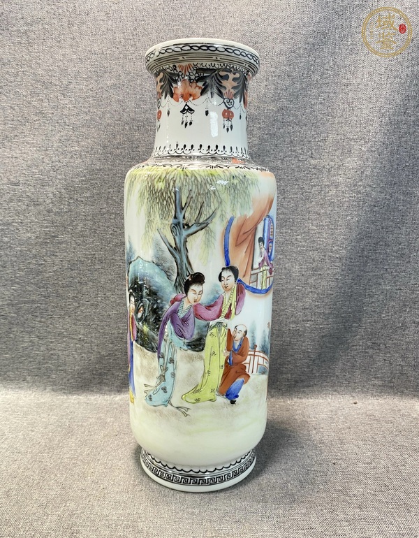 古玩陶瓷人物紋粉彩棒槌瓶真品鑒賞圖