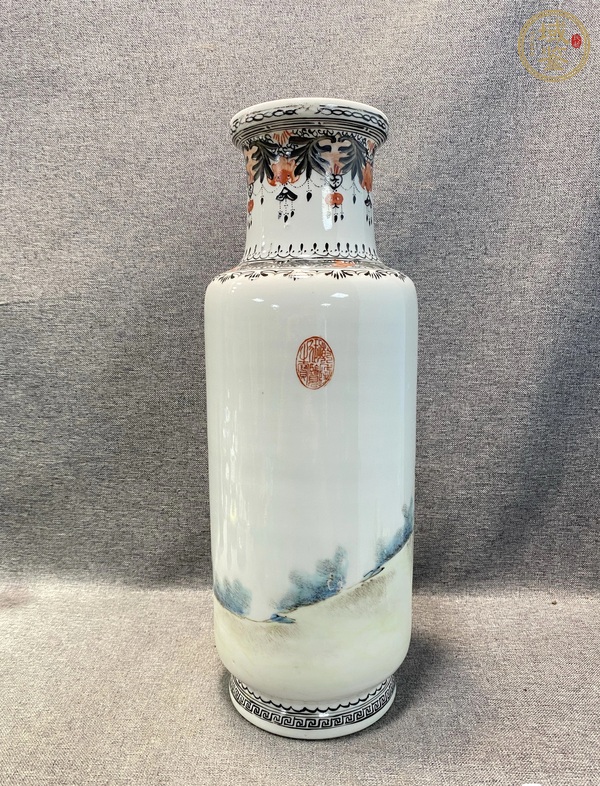 古玩陶瓷人物紋粉彩棒槌瓶真品鑒賞圖