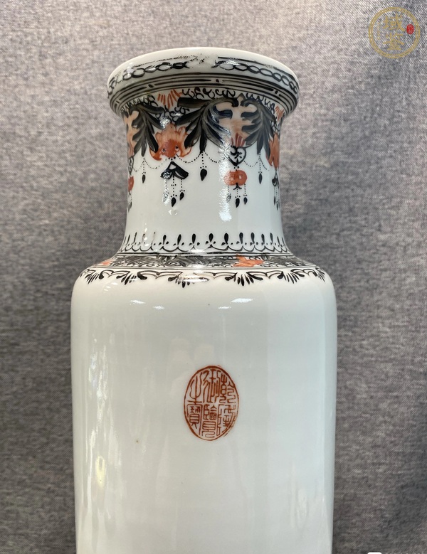 古玩陶瓷人物紋粉彩棒槌瓶真品鑒賞圖