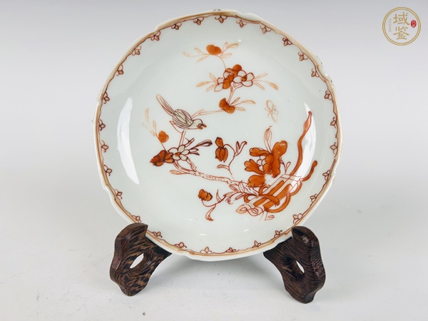 古玩陶瓷清康熙·礬紅描金花鳥杯碟真品鑒賞圖