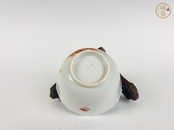 古玩陶瓷清康熙·礬紅描金花鳥杯碟真品鑒賞圖