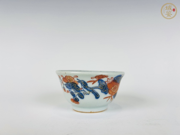 古玩陶瓷清康熙·礬紅描金花鳥杯碟真品鑒賞圖
