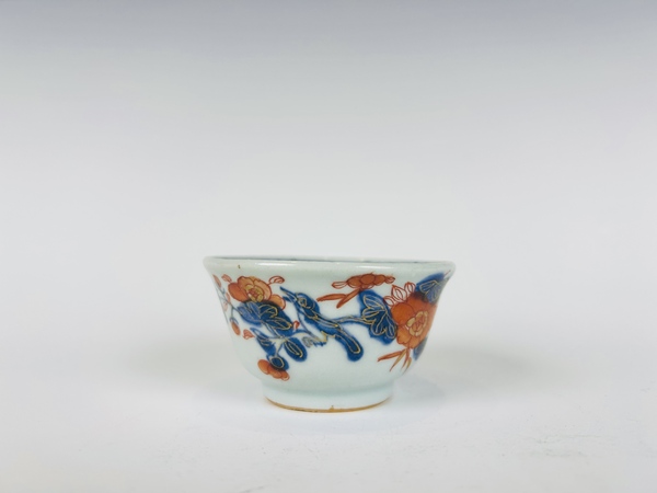 古玩陶瓷清康熙·礬紅描金花鳥杯碟拍賣，當前價格198元