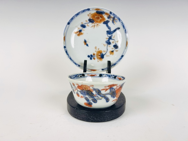 古玩陶瓷清康熙·礬紅描金花鳥杯碟拍賣，當前價格198元