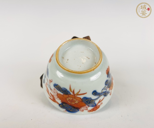 古玩陶瓷清康熙·礬紅描金花鳥杯碟真品鑒賞圖