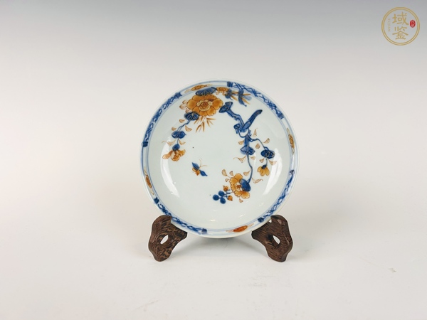 古玩陶瓷清康熙·礬紅描金花鳥杯碟真品鑒賞圖