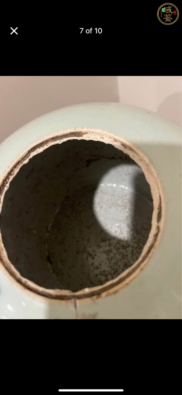 古玩陶瓷花蝶紋青花西瓜罐真品鑒賞圖