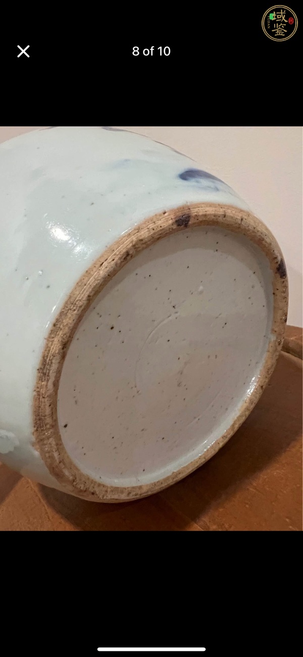 古玩陶瓷花蝶紋青花西瓜罐真品鑒賞圖