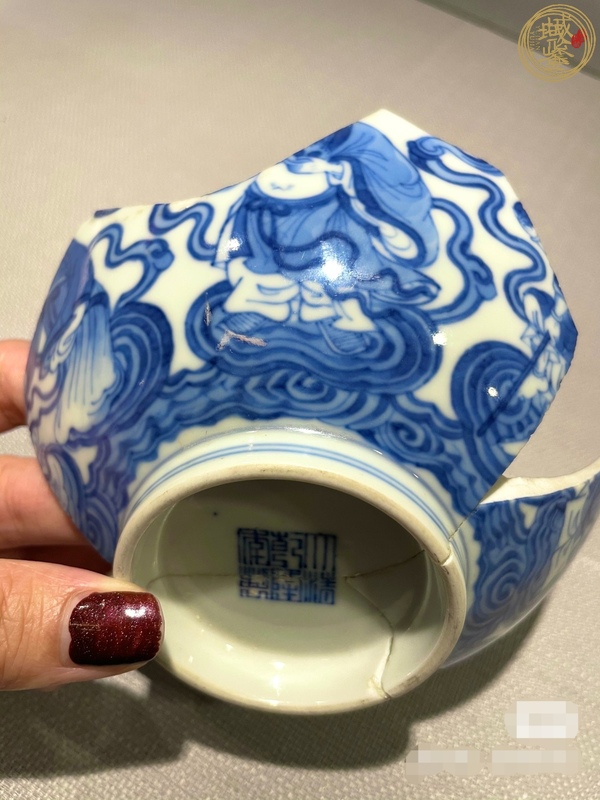 古玩陶瓷青花八仙碗殘器真品鑒賞圖